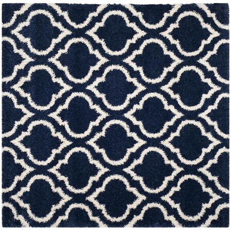 Flowers First 7 x 7 ft. Square Hudson Shag Power Loomed Rug, Navy & Ivory FL1862567